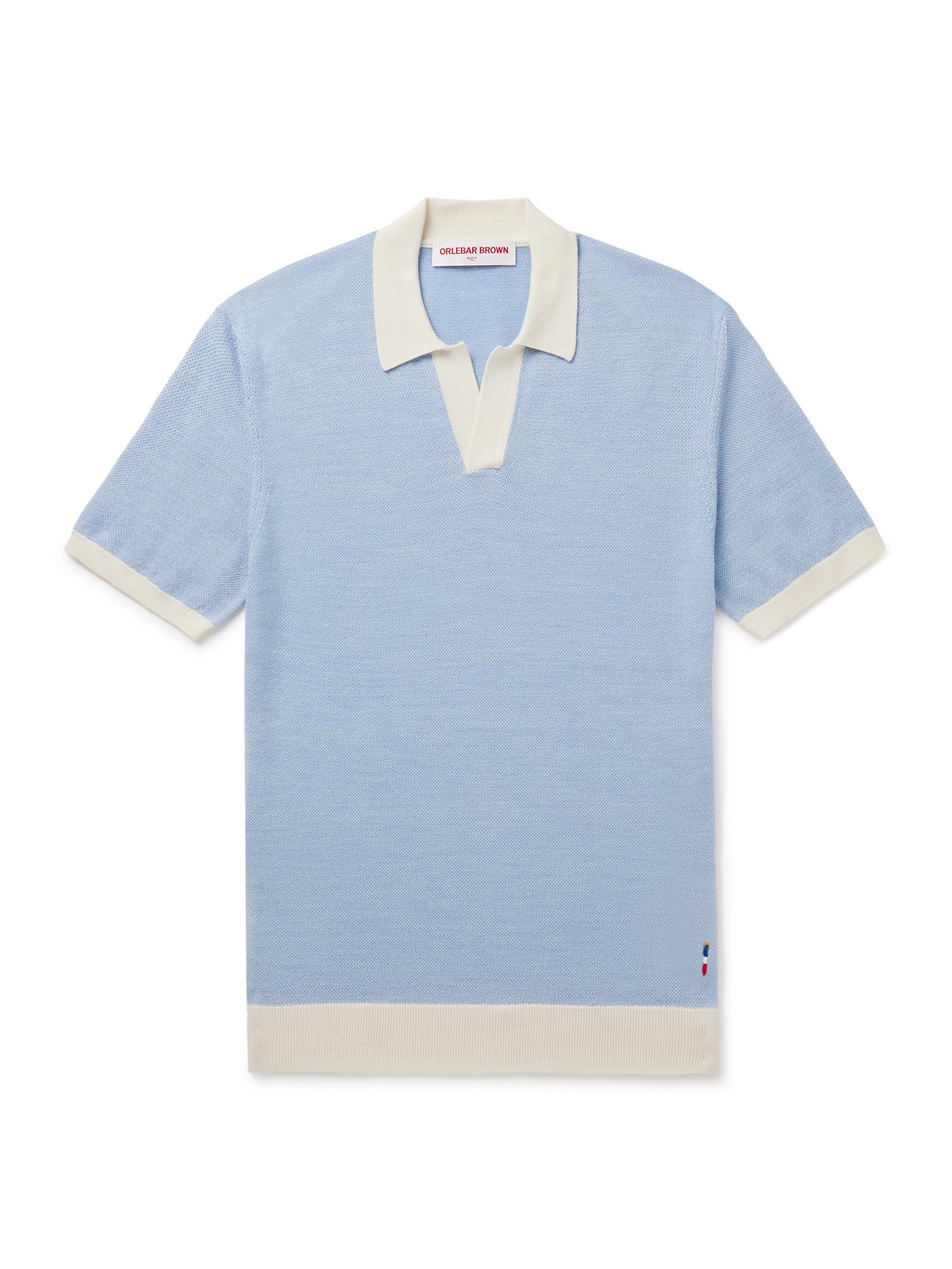 Orlebar Brown Horton Slim-fit Wool And Cotton-blend Polo Shirt In Blue