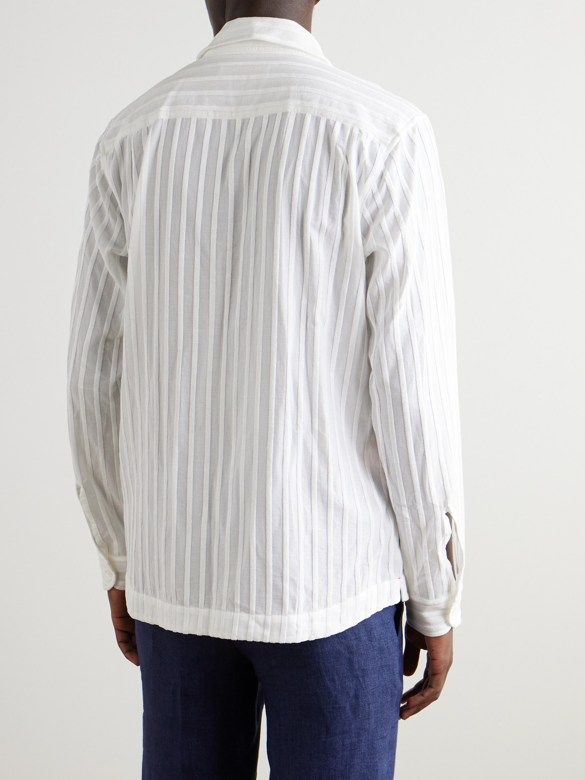 Orlebar Brown Ridley Tonal Chenille Stripe Shirt In White