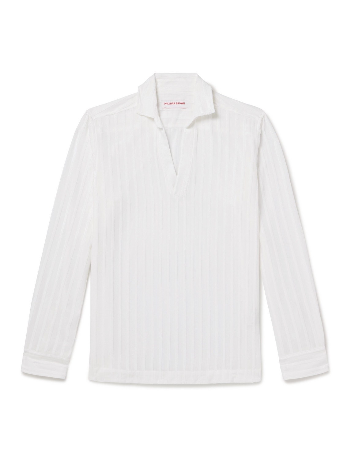 Orlebar Brown Ridley Tonal Chenille Stripe Shirt In White