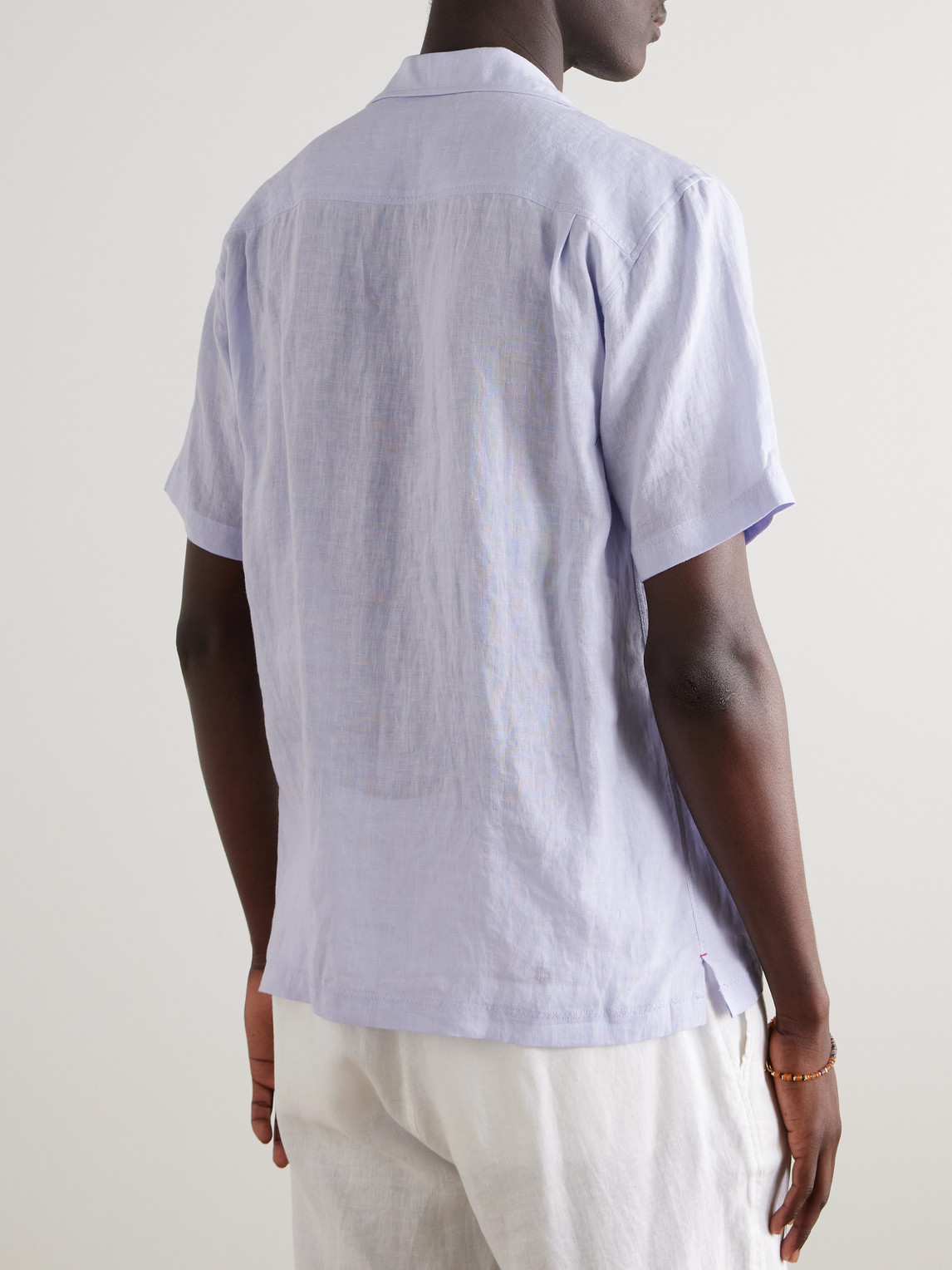 Orlebar Brown Maitan Ii Camp-collar Linen Shirt In Blue