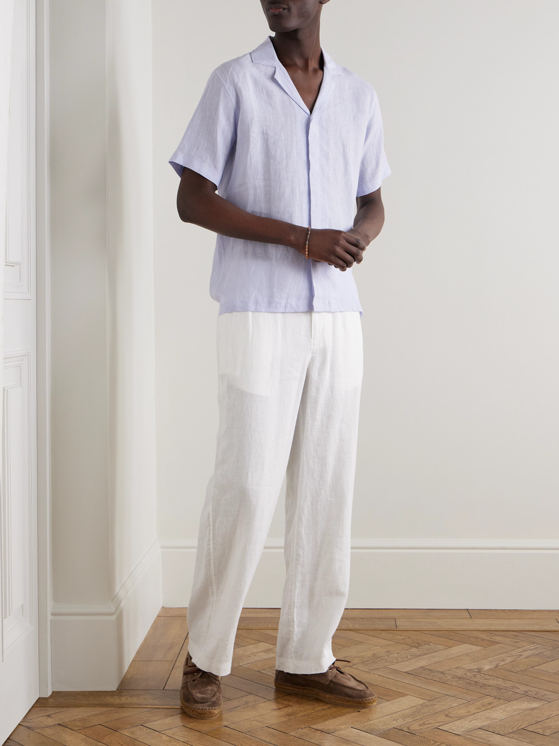 Orlebar Brown Maitan Ii Camp-collar Linen Shirt In Blue
