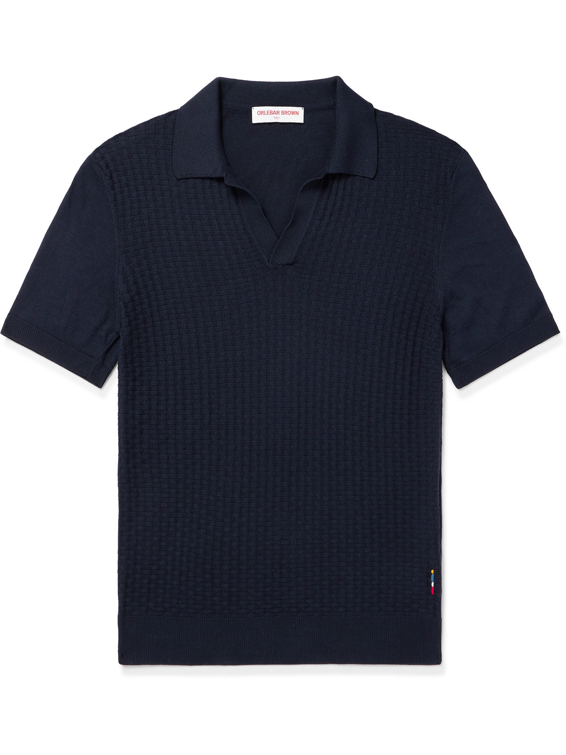 Orlebar Brown Horton Waffle-knit Mulberry Silk And Organic Cotton-blend Polo Shirt In Blue