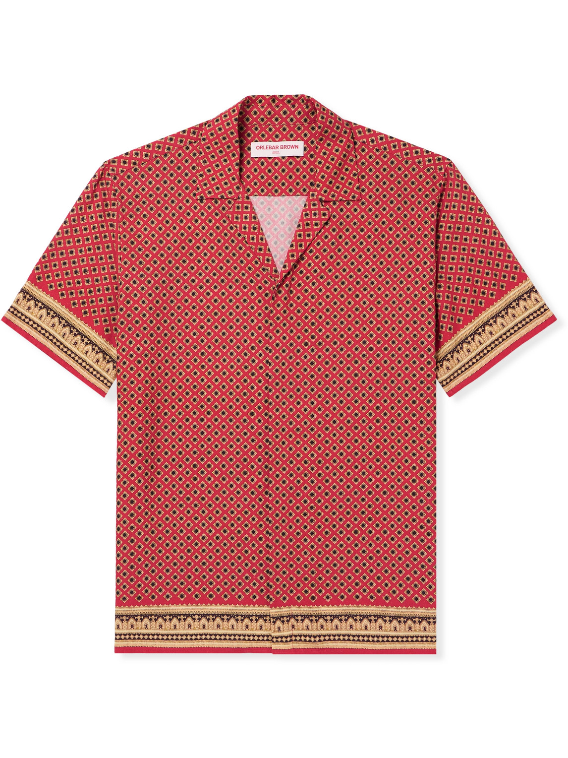 Orlebar Brown Maitan Camp-collar Printed Woven Shirt In Red