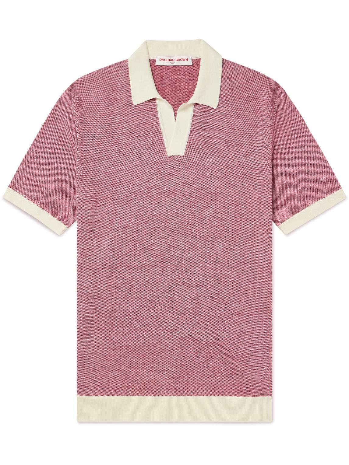 Orlebar Brown Horton Merino Wool And Cotton-blend Polo Shirt In Red