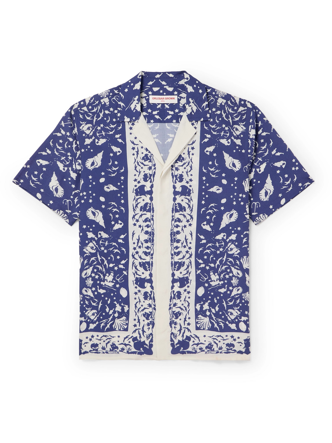 Orlebar Brown Maitan Camp-collar Printed Lyocell Shirt In Blue