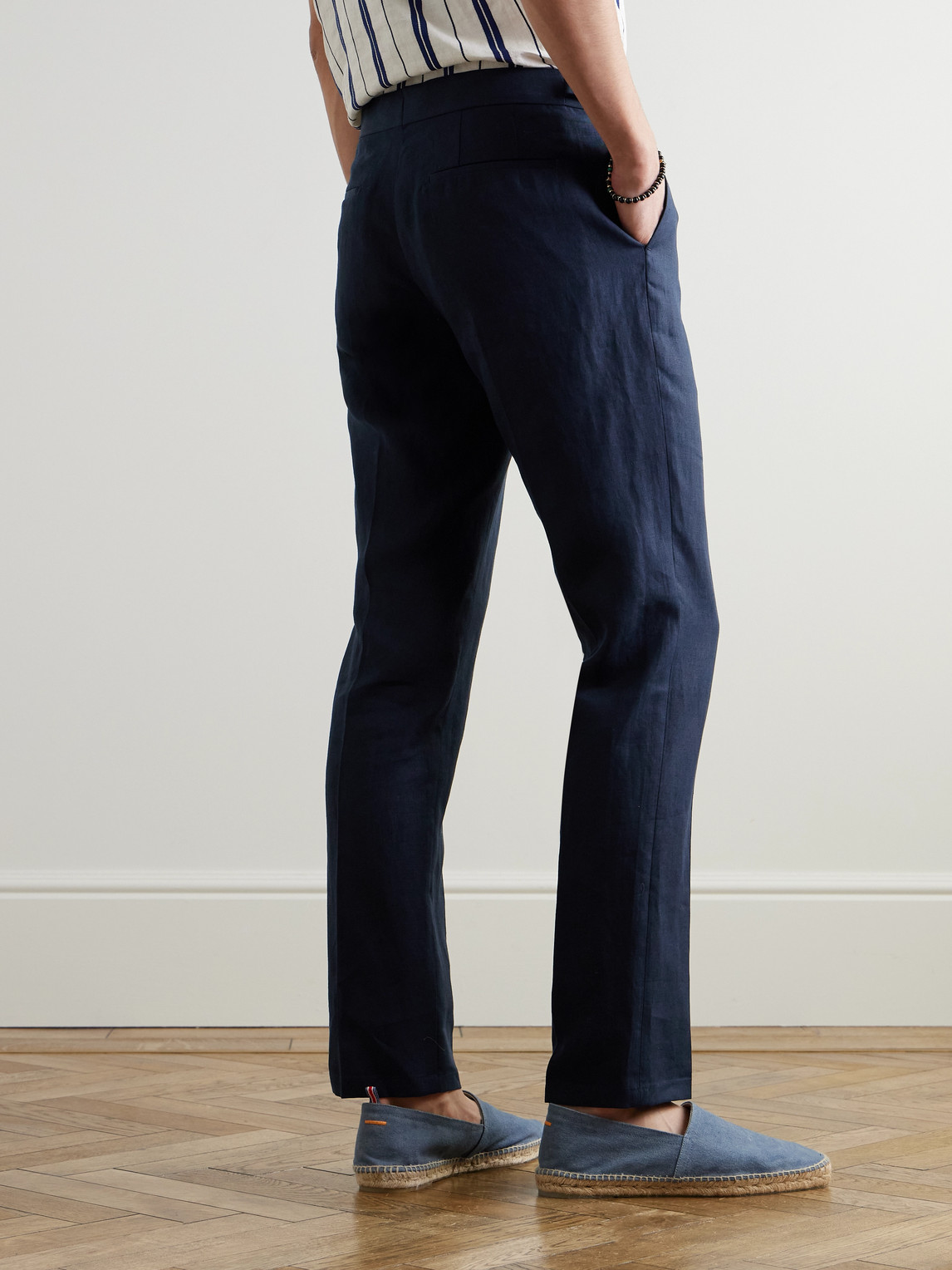 Orlebar Brown Griffon Tapered Linen Trousers In Blue