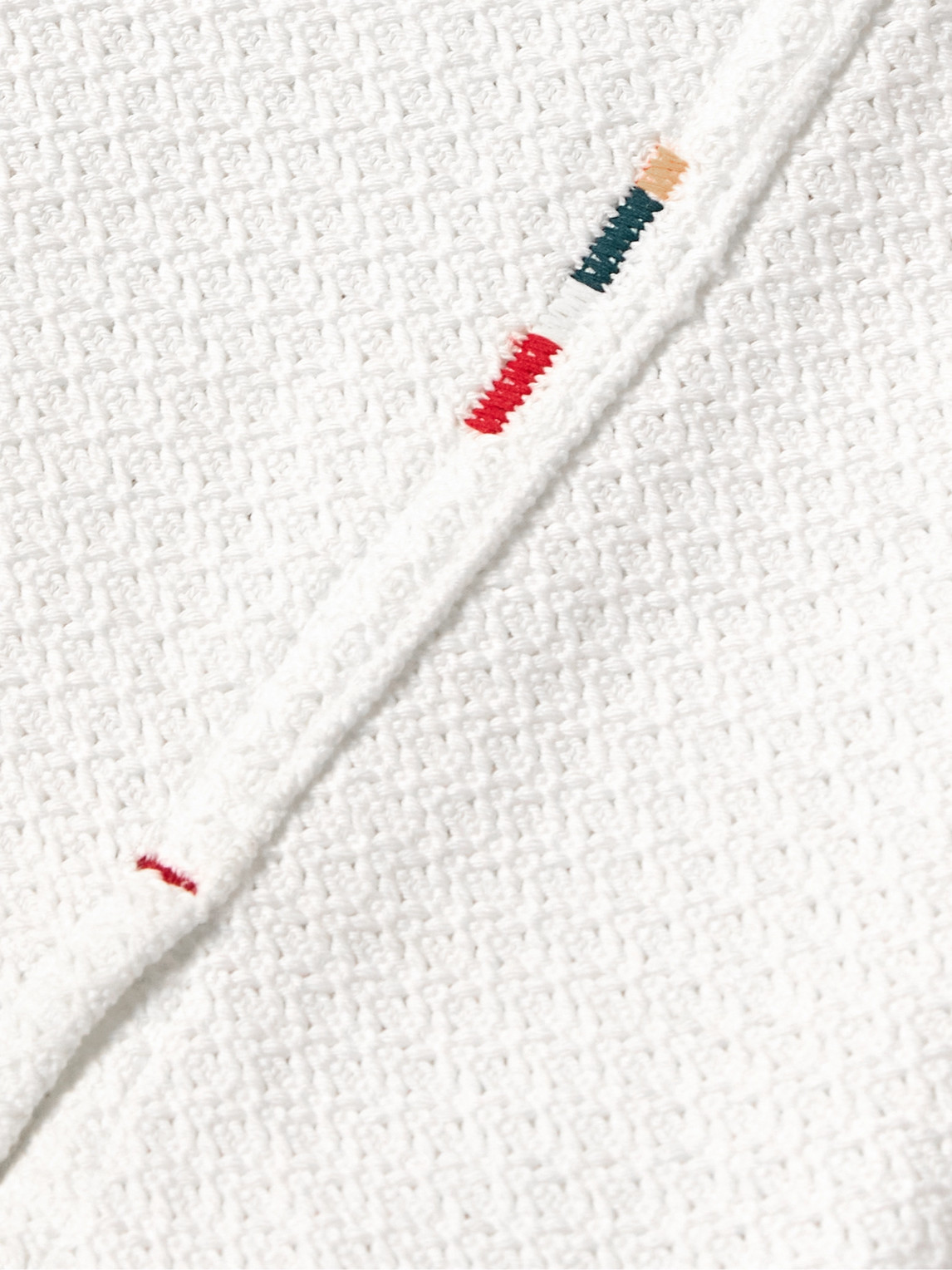 Maitan Camp-Collar Crochet-Knit Cotton Shirt