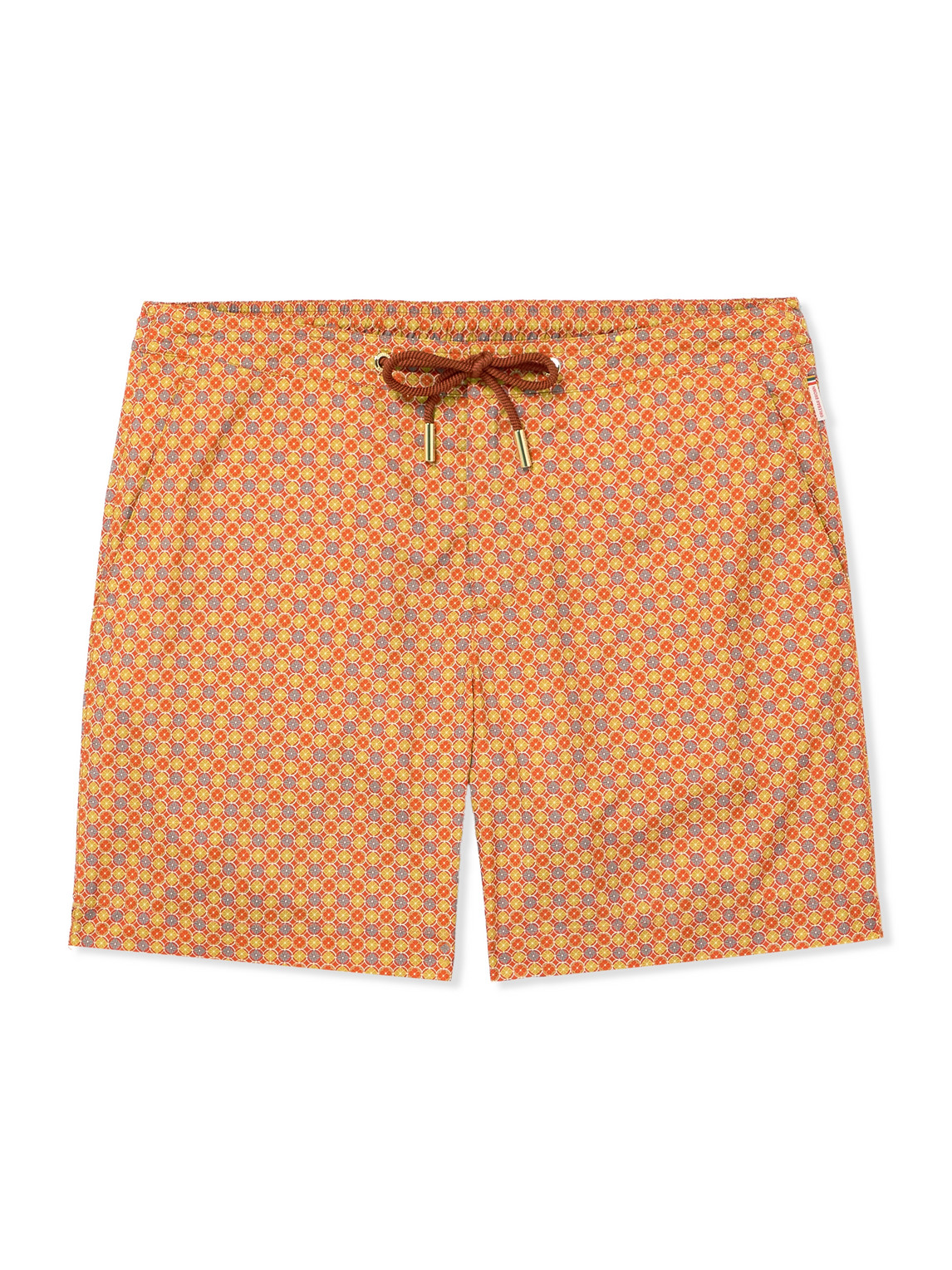 Orlebar Brown Bulldog Slim-fit Mid-length Printed Recycled Swim Shorts In Orange