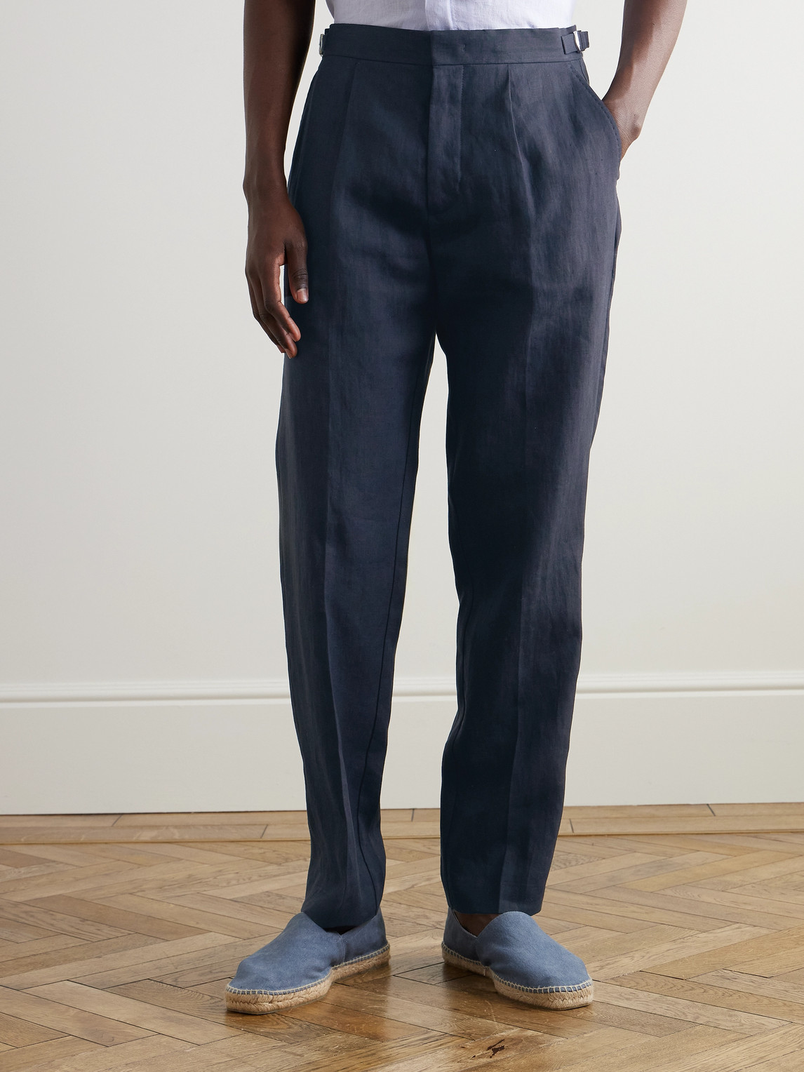 Orlebar Brown Carsyn Tapered Linen Trousers In Blue
