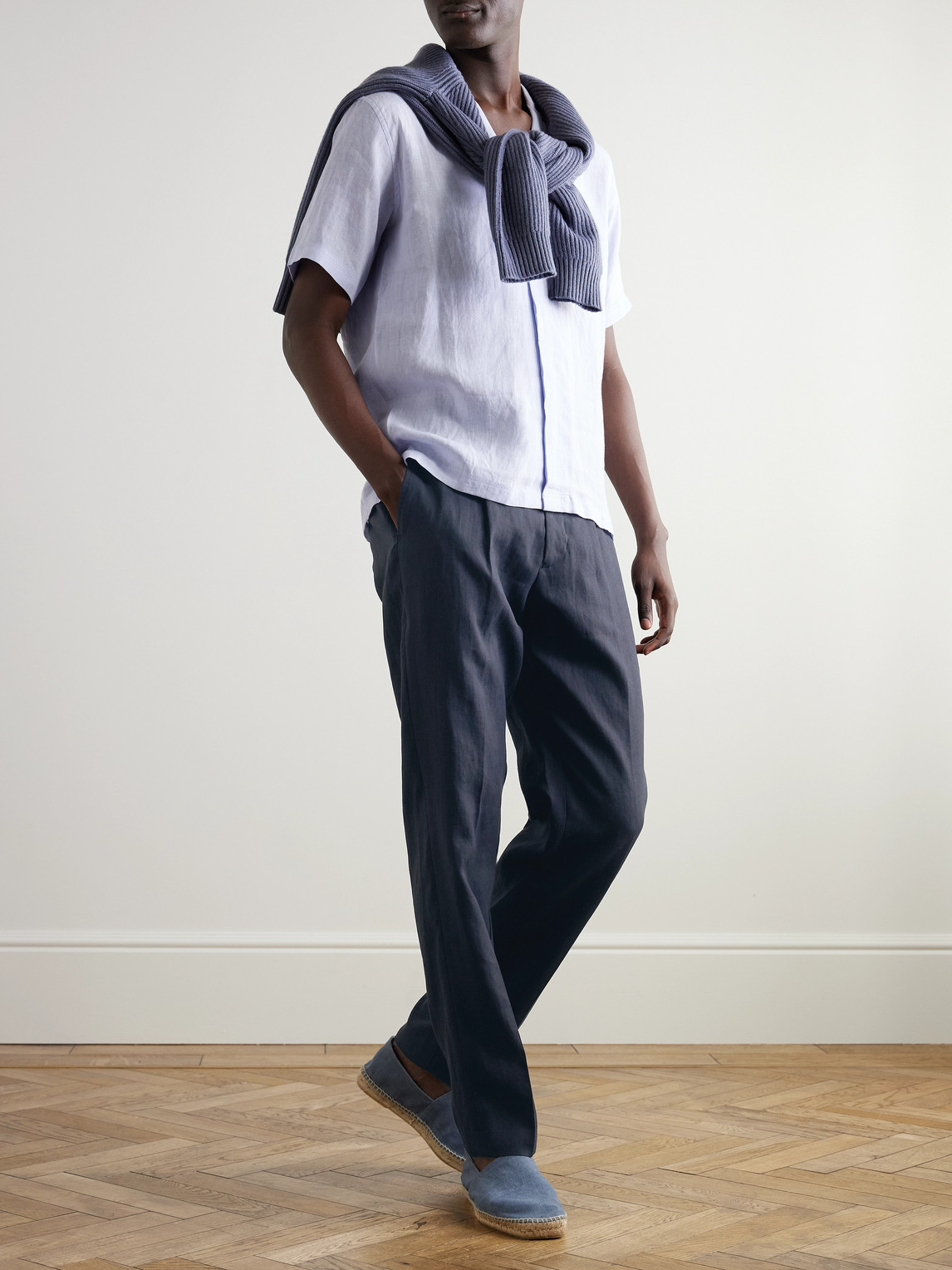 Orlebar Brown Carsyn Tapered Linen Trousers In Blue