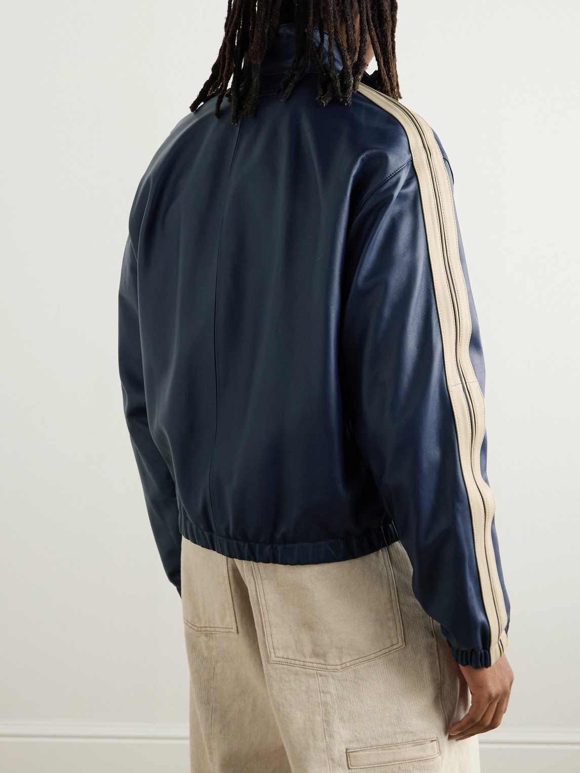 Marni Zip-up Leather Jacket In Blue