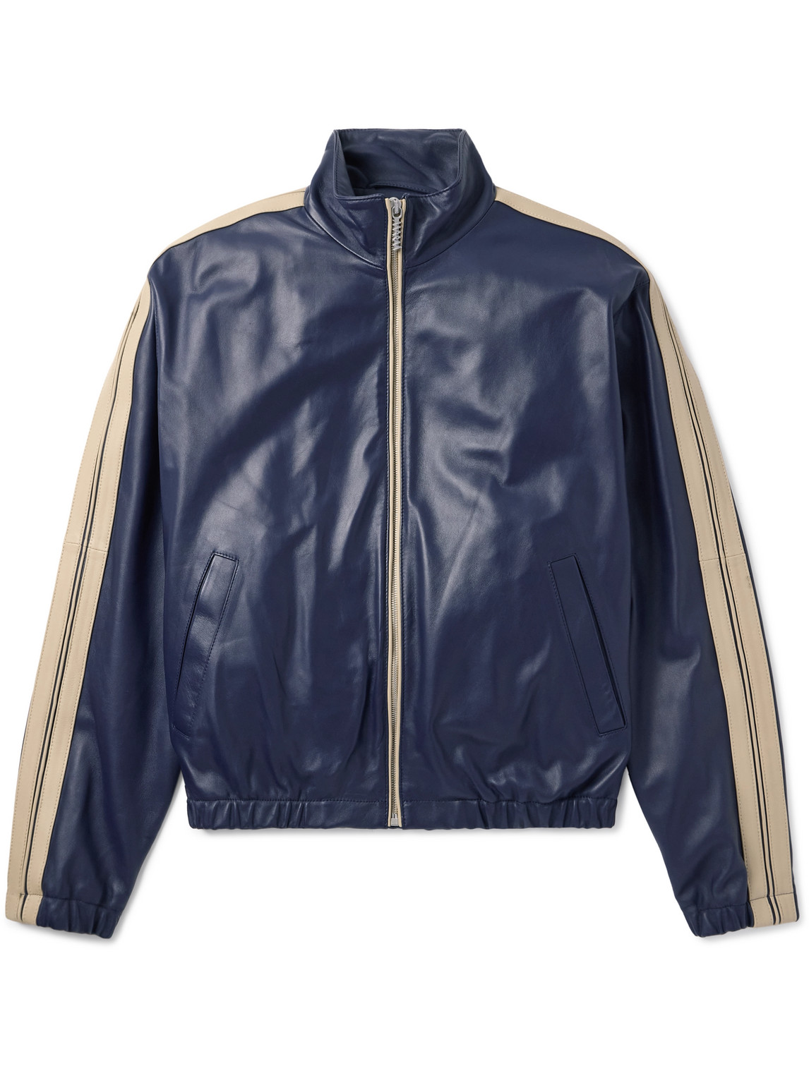 Marni Zip-up Leather Jacket In Blue