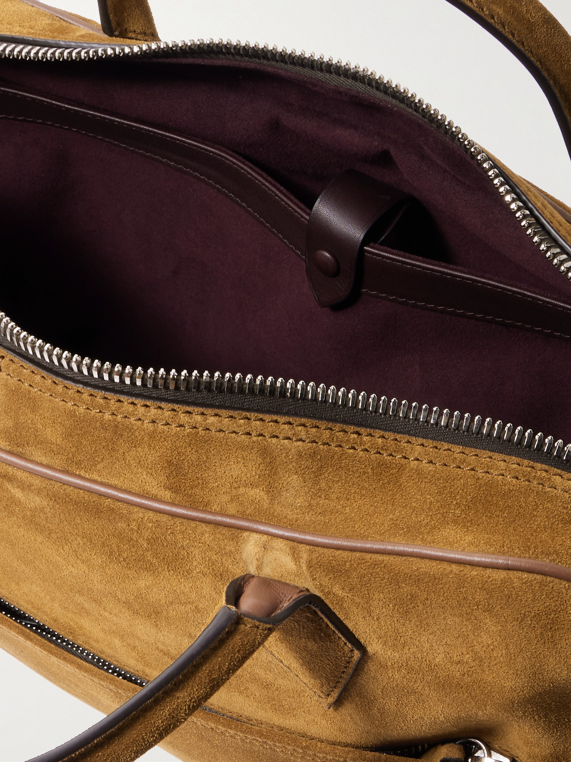 METIER CLOSER SLIM LEATHER-TRIMMED SUEDE BRIEFCASE