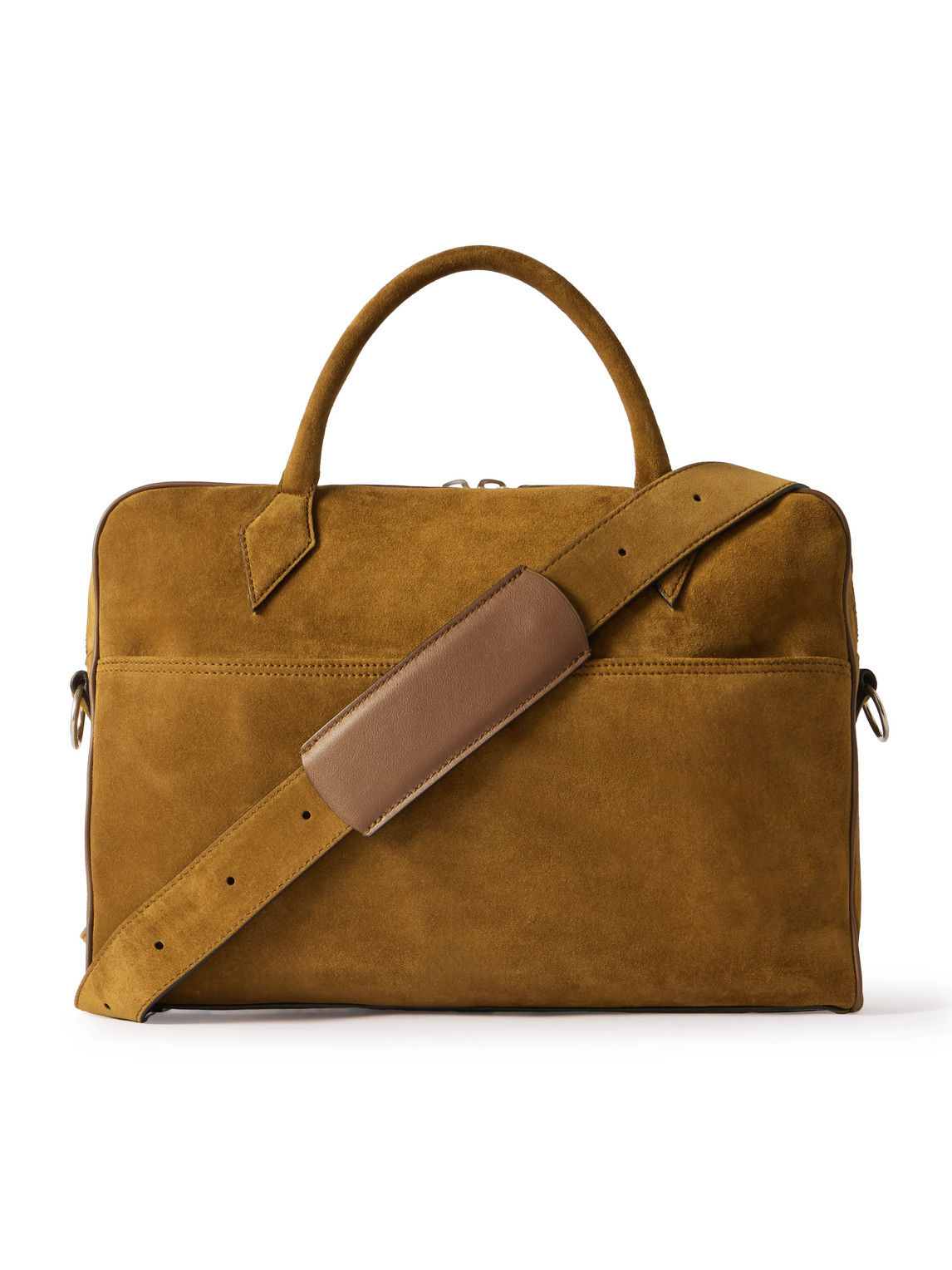 Closer Slim Leather-Trimmed Suede Briefcase