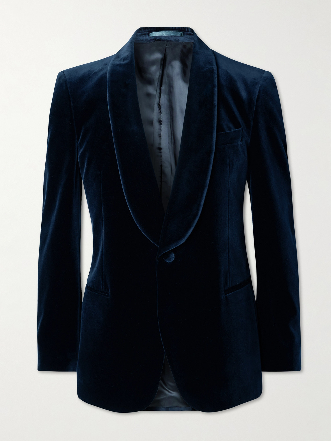 Mr P. - Slim-Fit Shawl-Collar Cotton-Velvet Tuxedo Jacket - Men - Blue - 44