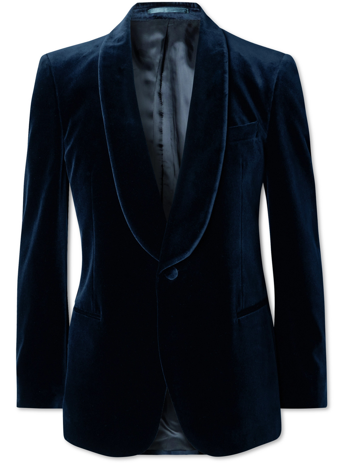 Slim-Fit Shawl-Collar Cotton-Velvet Tuxedo Jacket