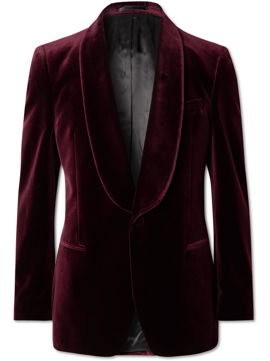 Slim-Fit Shawl-Collar Cotton-Velvet Tuxedo Jacket