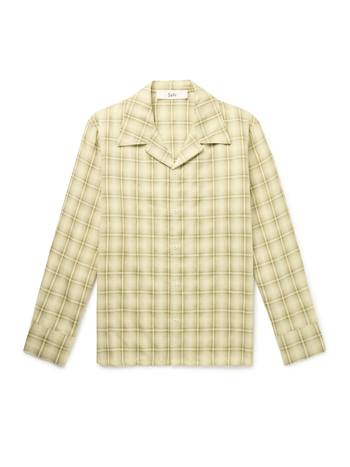 Séfr Ignacio Camp-collar Checked Cotton And Linen-blend Shirt In Yellow