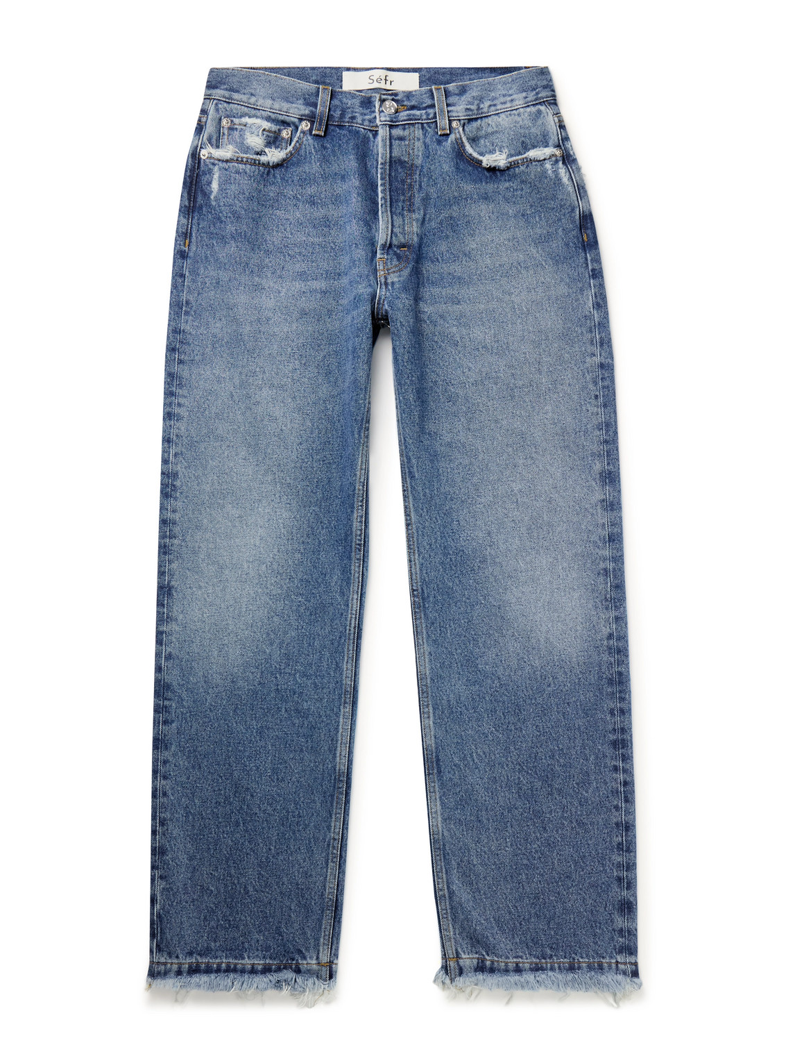 Séfr Straight-leg Distressed Jeans In Blue