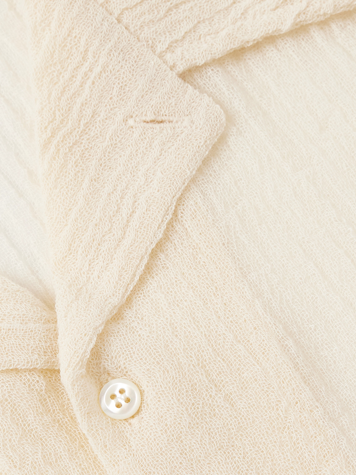 SÉFR JAGOU CAMP-COLLAR OPEN-KNIT MERINO WOOL-GAUZE SHIRT