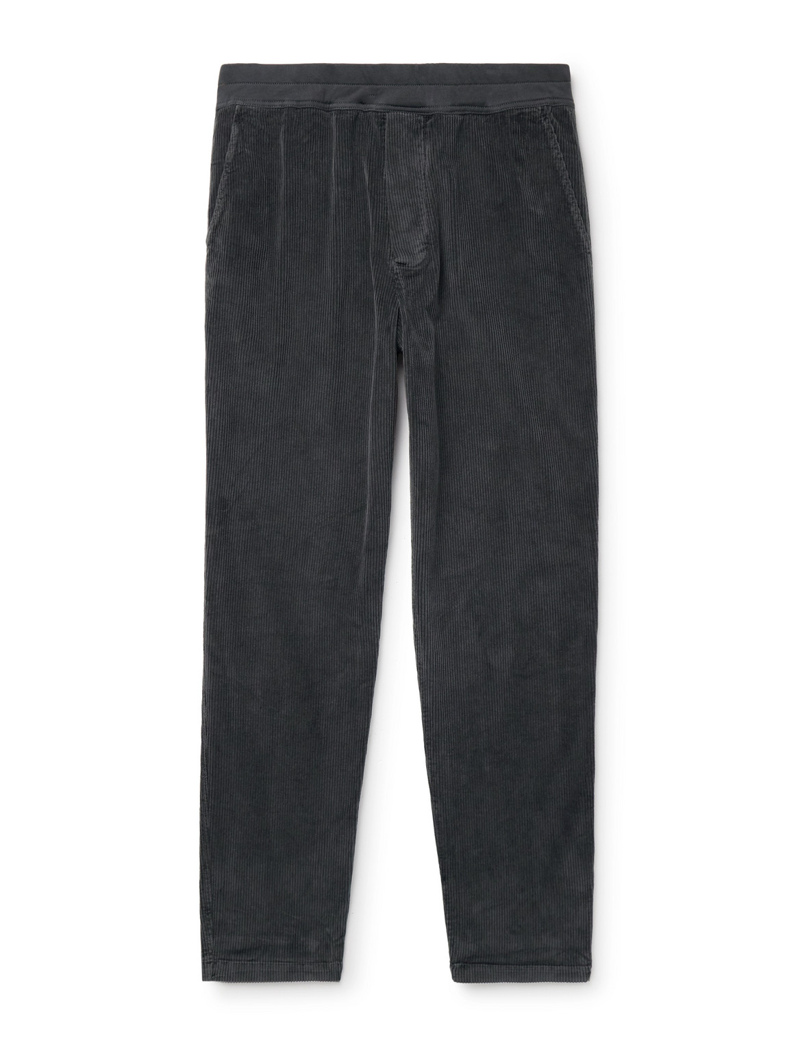 James Perse Slim-fit Garment-dyed Cotton-blend Corduroy Chinos In Gray