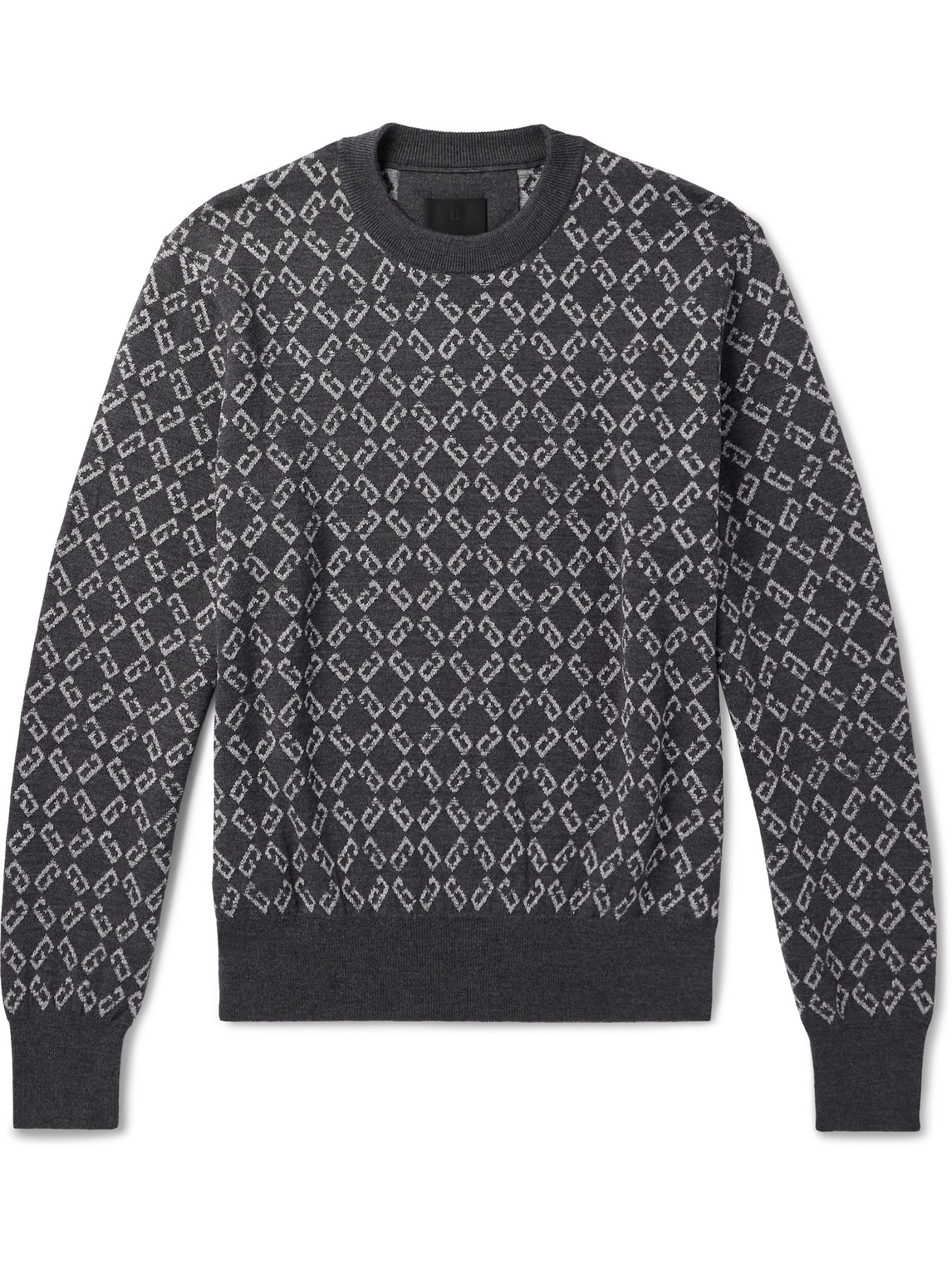 Givenchy Mens Medium Grey Monogram Logo-pattern Knitted Wool-blend Jumper In Gray