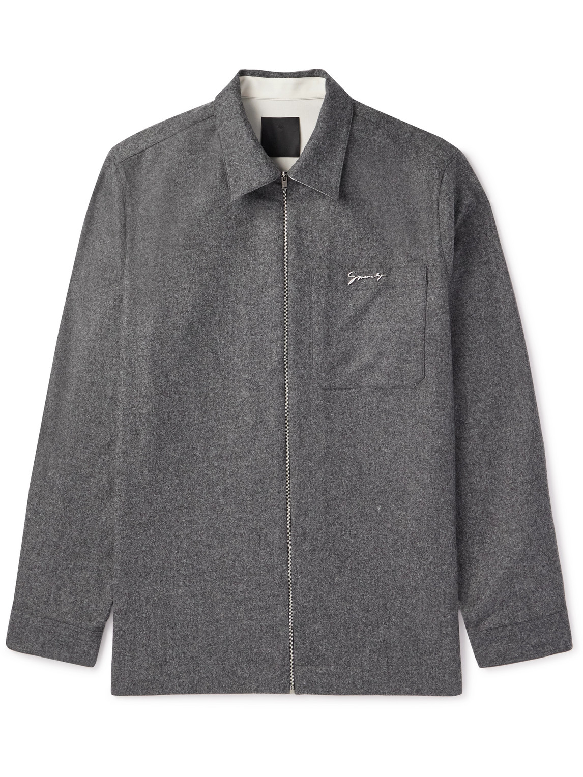 Logo-Appliquéd wool-flannel Shirt Jacket