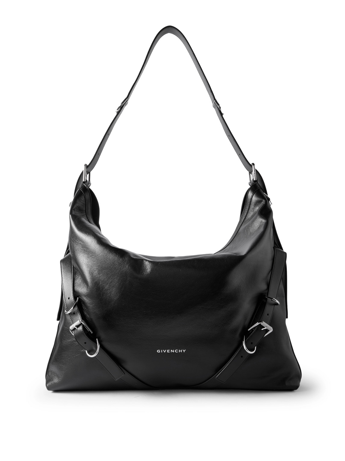 Givenchy Voyou Large Glossed-leather Tote Bag In Black