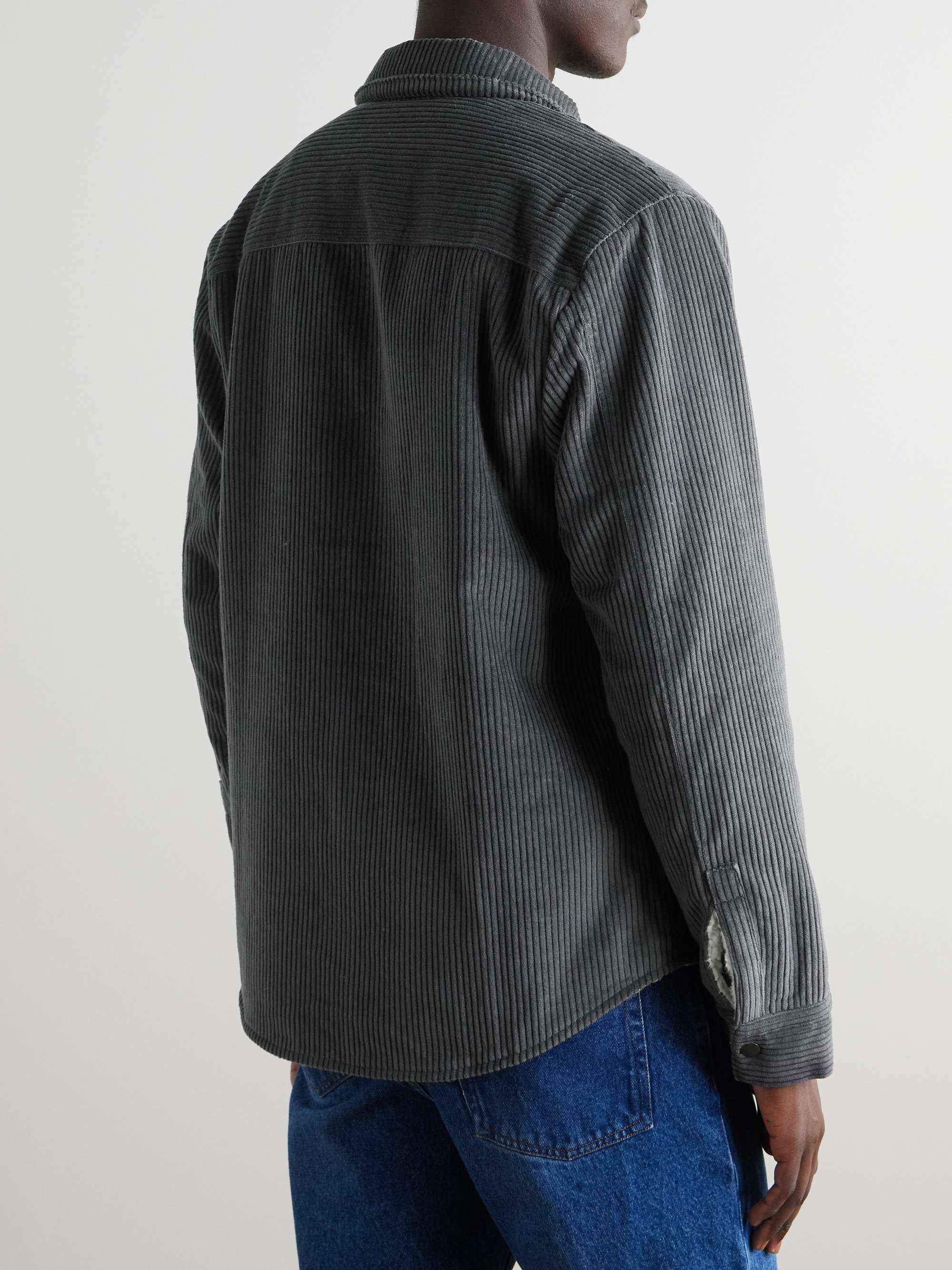 JAMES PERSE Overshirt in velluto a coste di misto cotone con fodera in sherpa