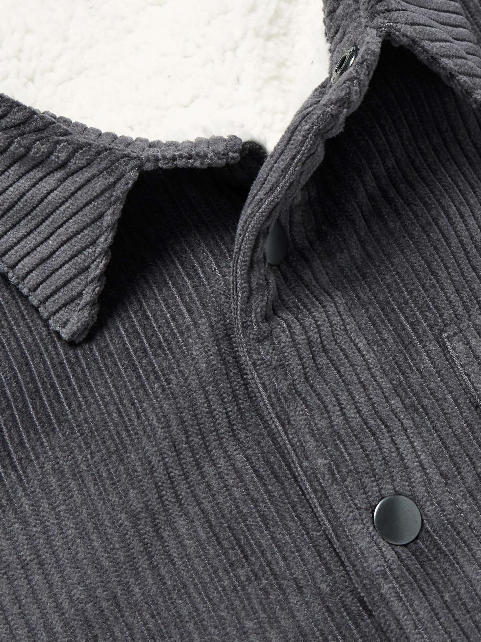 JAMES PERSE Overshirt in velluto a coste di misto cotone con fodera in sherpa