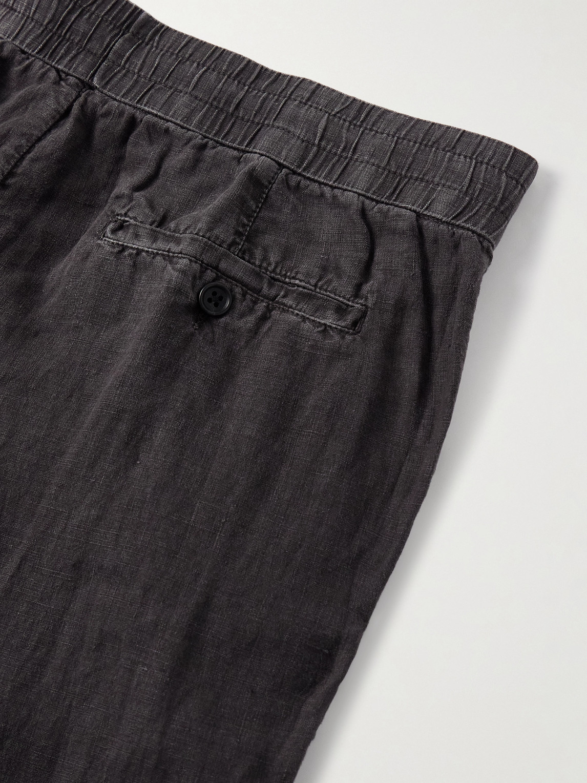 JAMES PERSE STRAIGHT-LEG GARMENT-DYED LINEN DRAWSTRING TROUSERS