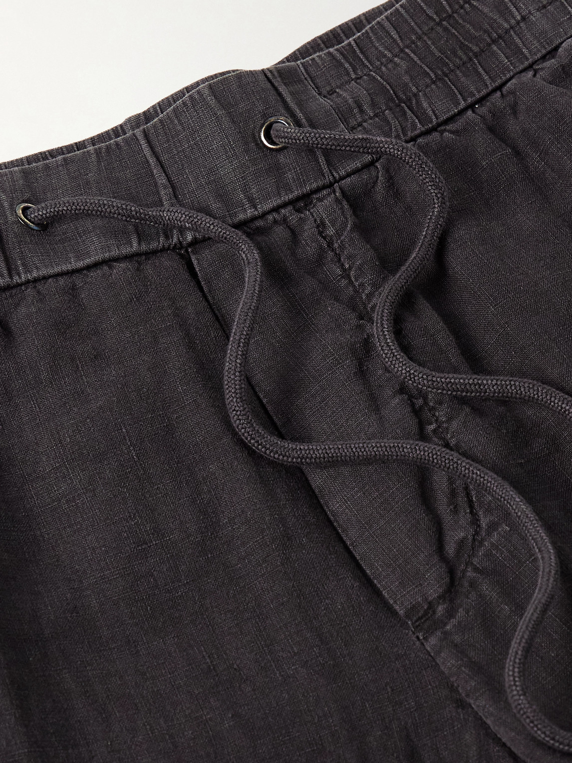 JAMES PERSE STRAIGHT-LEG GARMENT-DYED LINEN DRAWSTRING TROUSERS