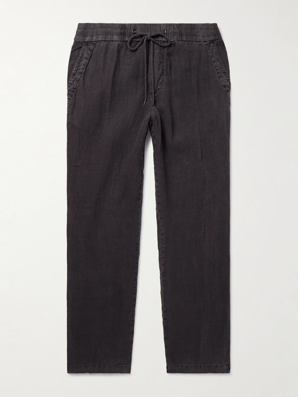 James Perse Straight-leg Garment-dyed Linen Drawstring Trousers In Gray