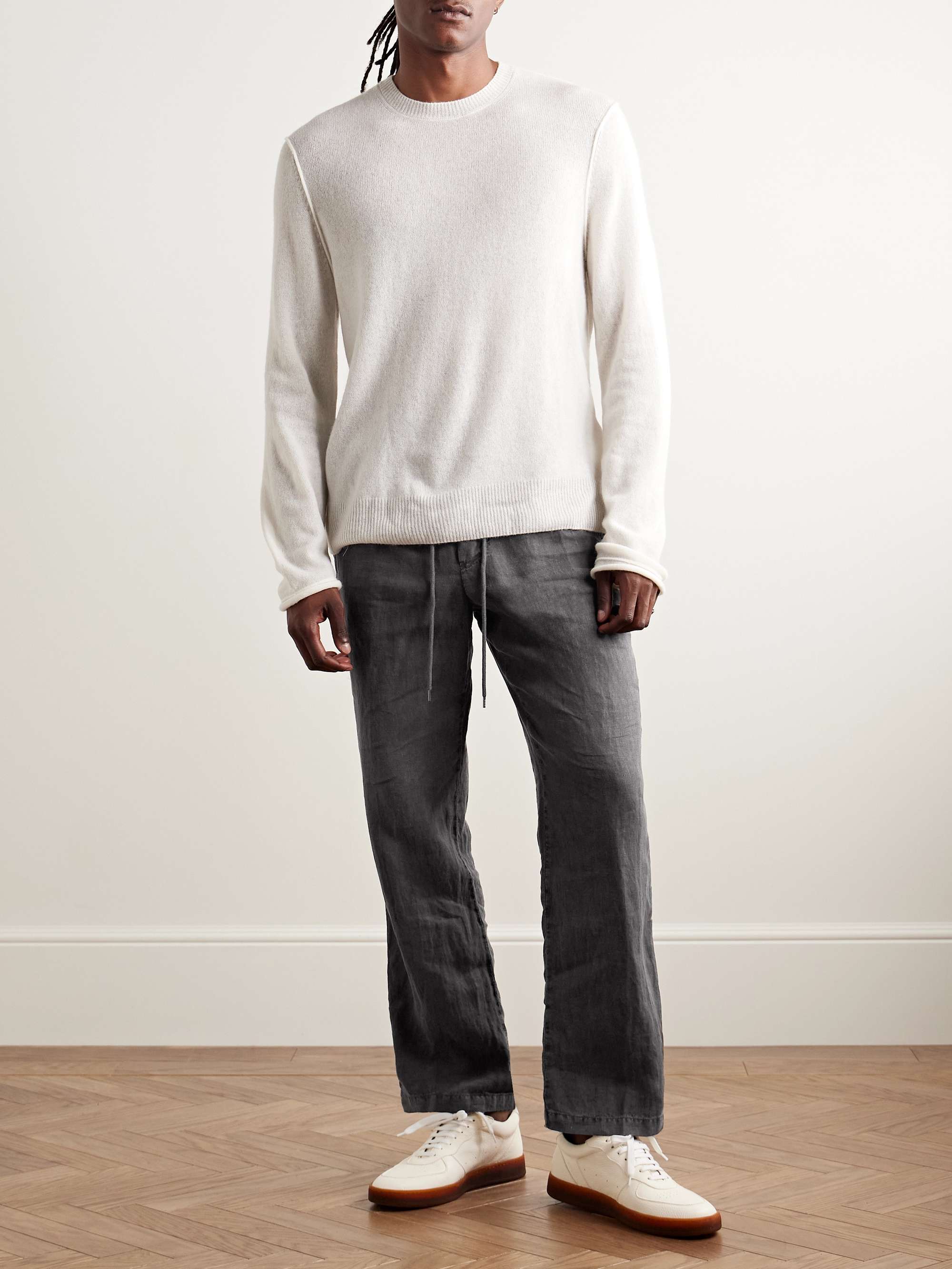JAMES PERSE Straight-Leg Garment-Dyed Linen Drawstring JAMES PERSE Straight-Leg Garment-Dyed Linen Drawstring