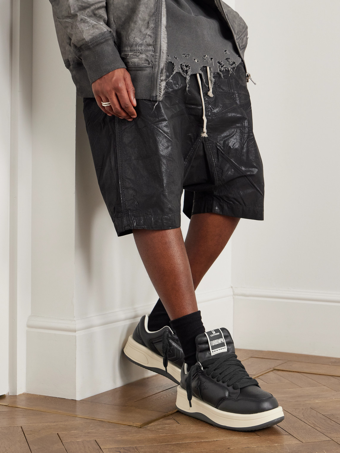 Shop Rick Owens Drkshdw Converse Turbowpn Leather Sneakers