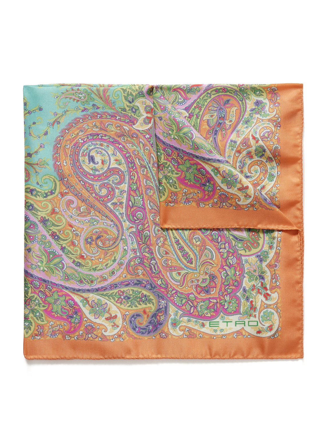 Etro Paisley-print Silk-twill Pocket Square In Gray
