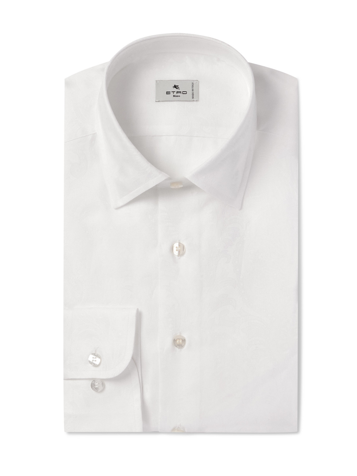 Etro Slim-fit Cotton-jacquard Shirt In White