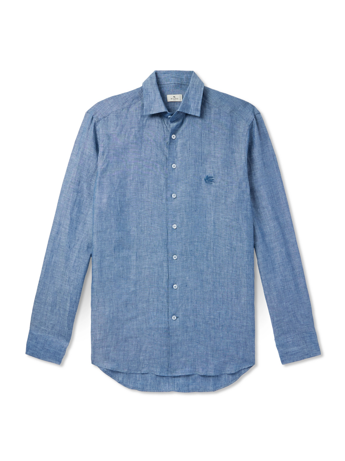 Etro , Linen Shirt With Pegaso, Man, Light Blue, Size 44 In Blue