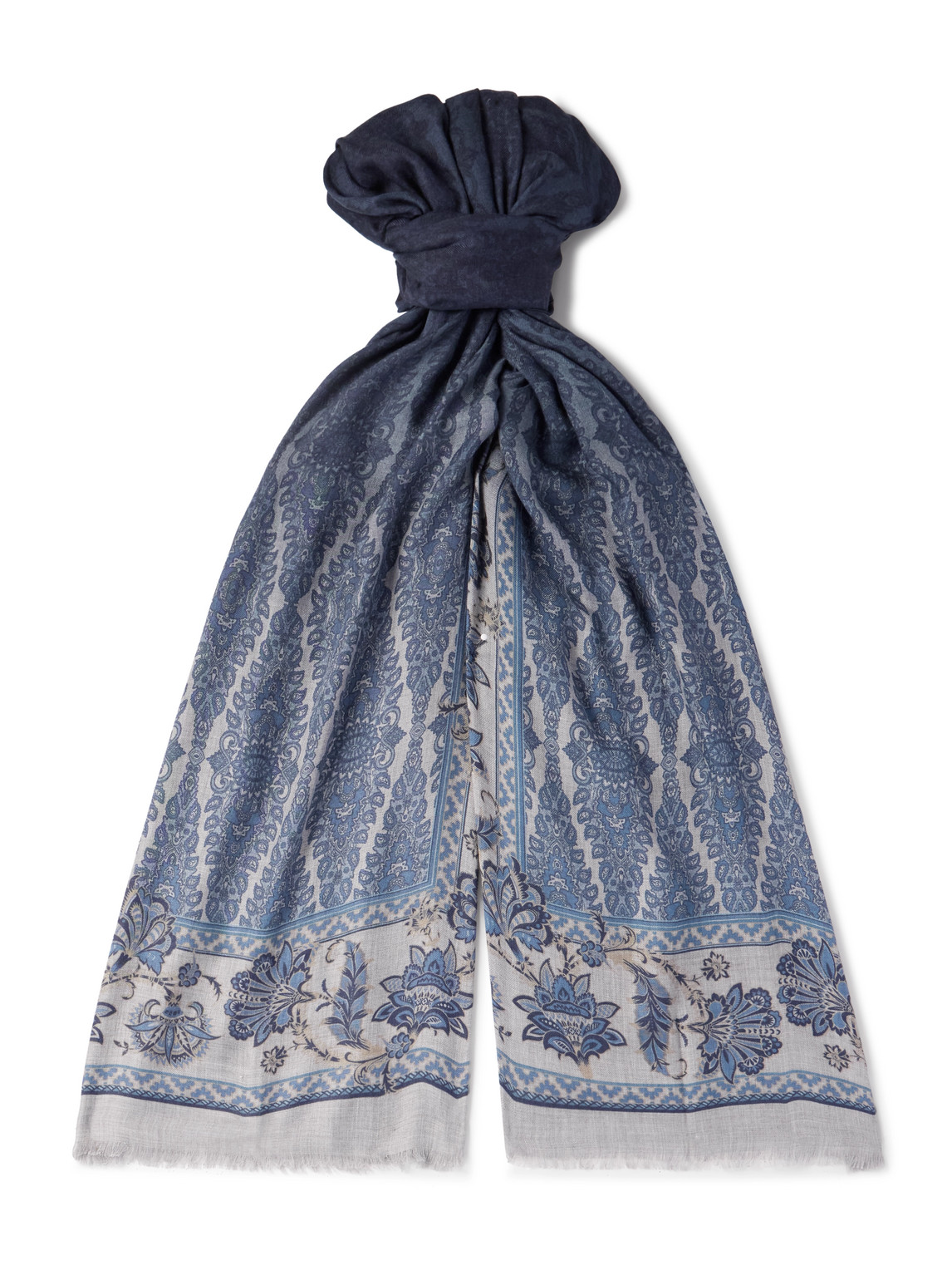 Etro Floral-print Modal Scarf In Blue