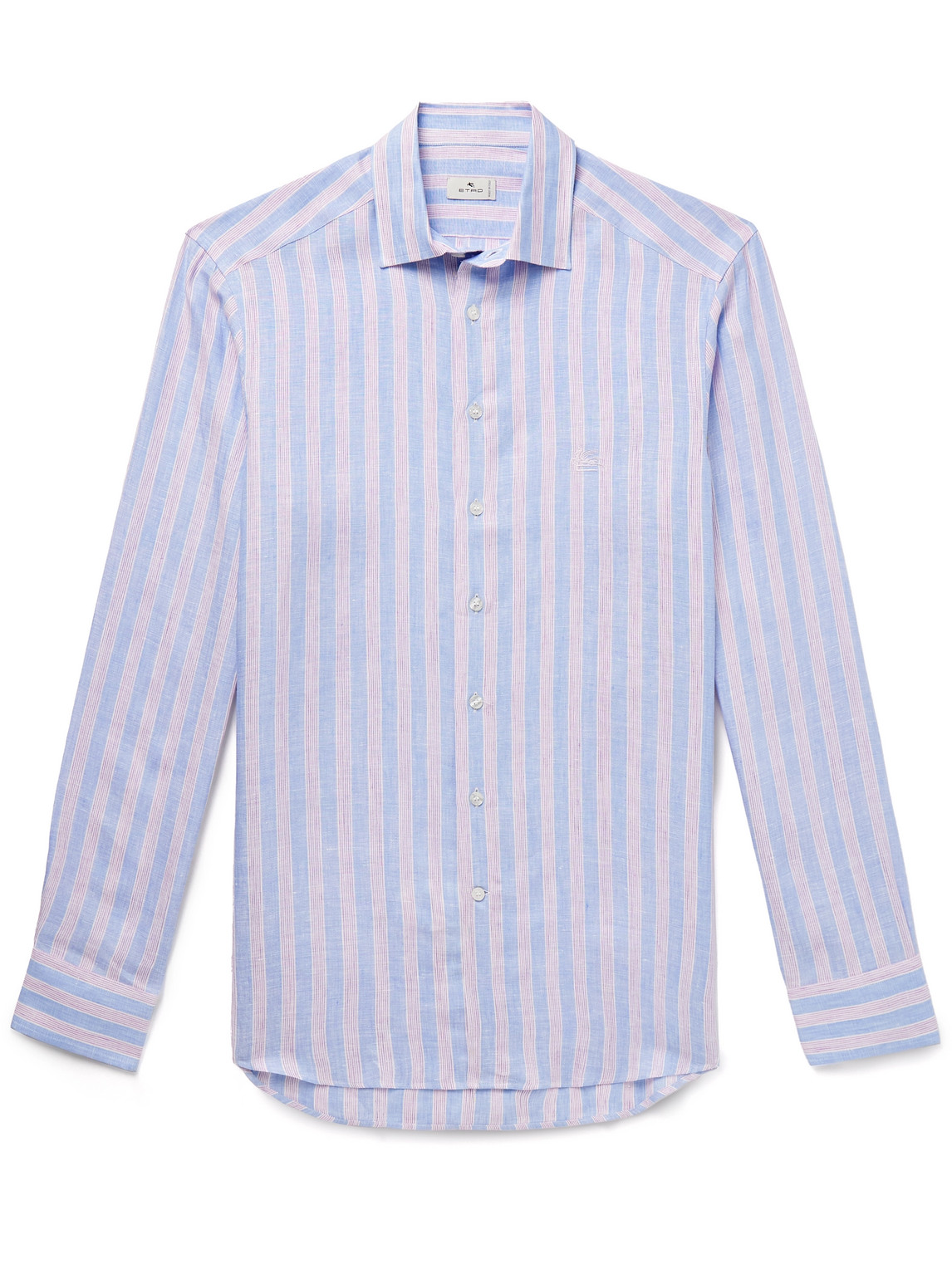 Etro Striped Long-sleeved Shirt In Blue