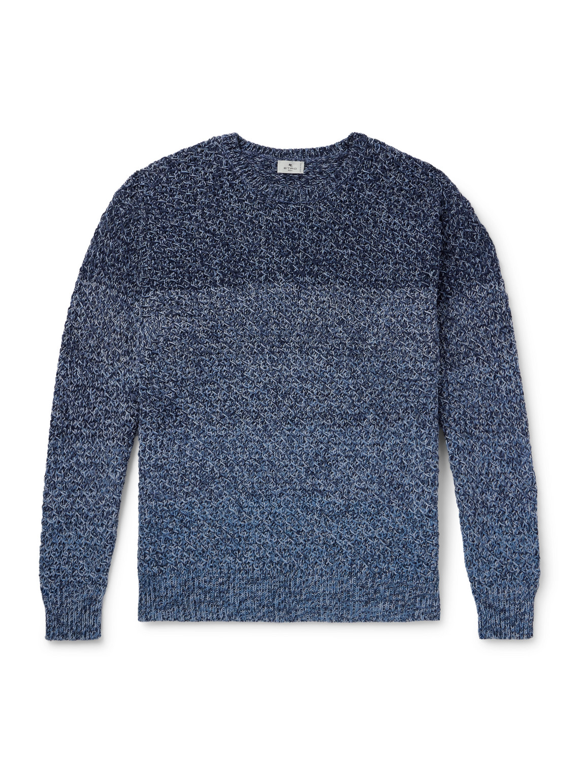 Etro Degradé Cotton-jacquard Sweater In Blue