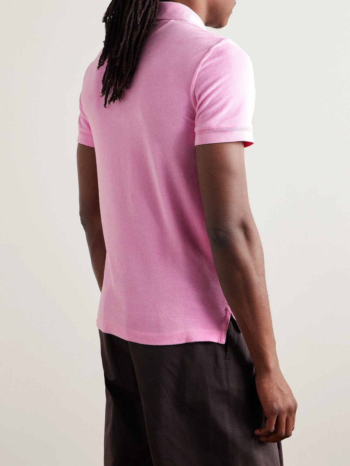 Tom Ford Classic Piquet Polo With Three-button Placket In Pink
