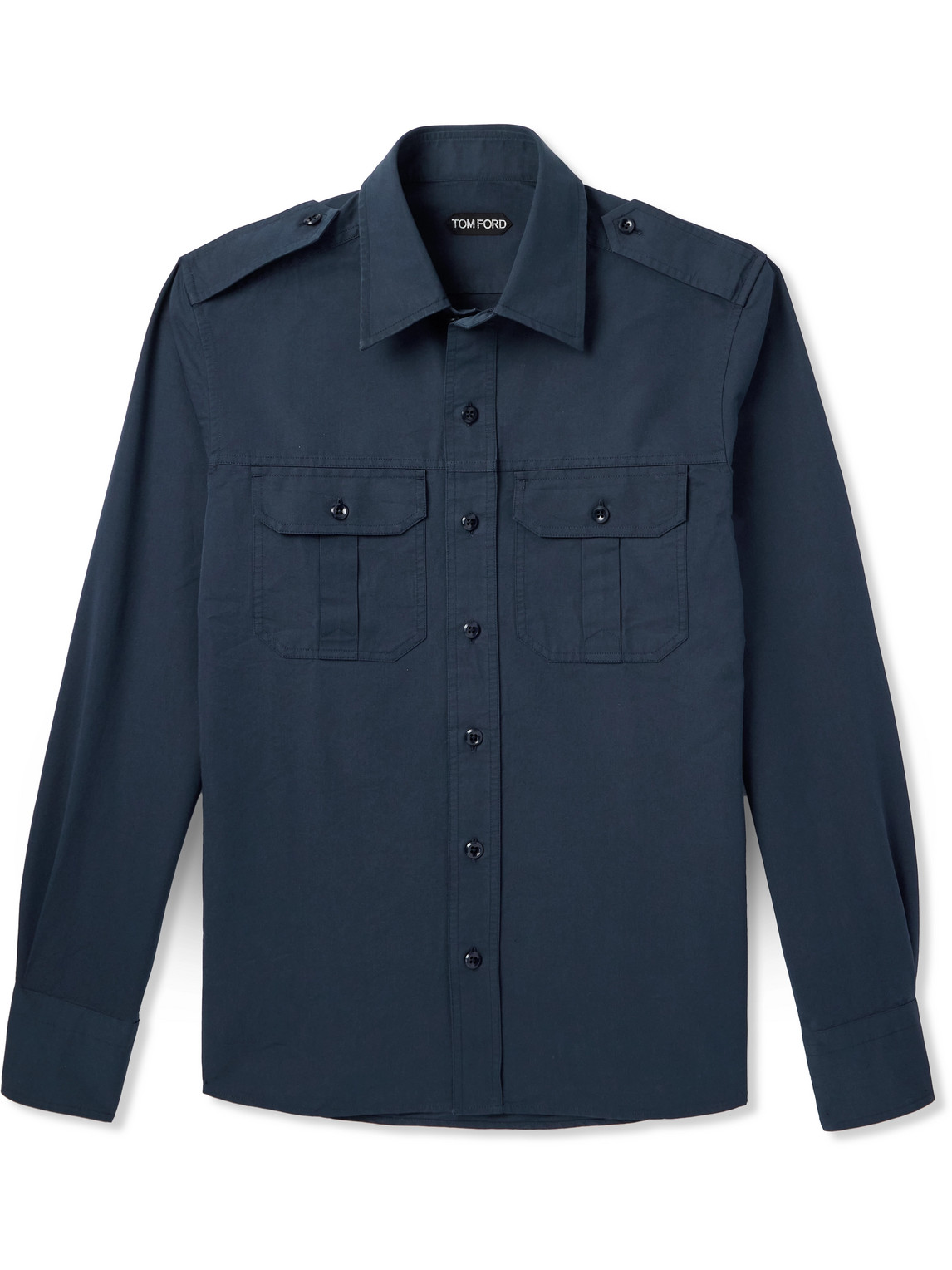 Tom Ford Cotton And Silk-blend Poplin Shirt In Blue