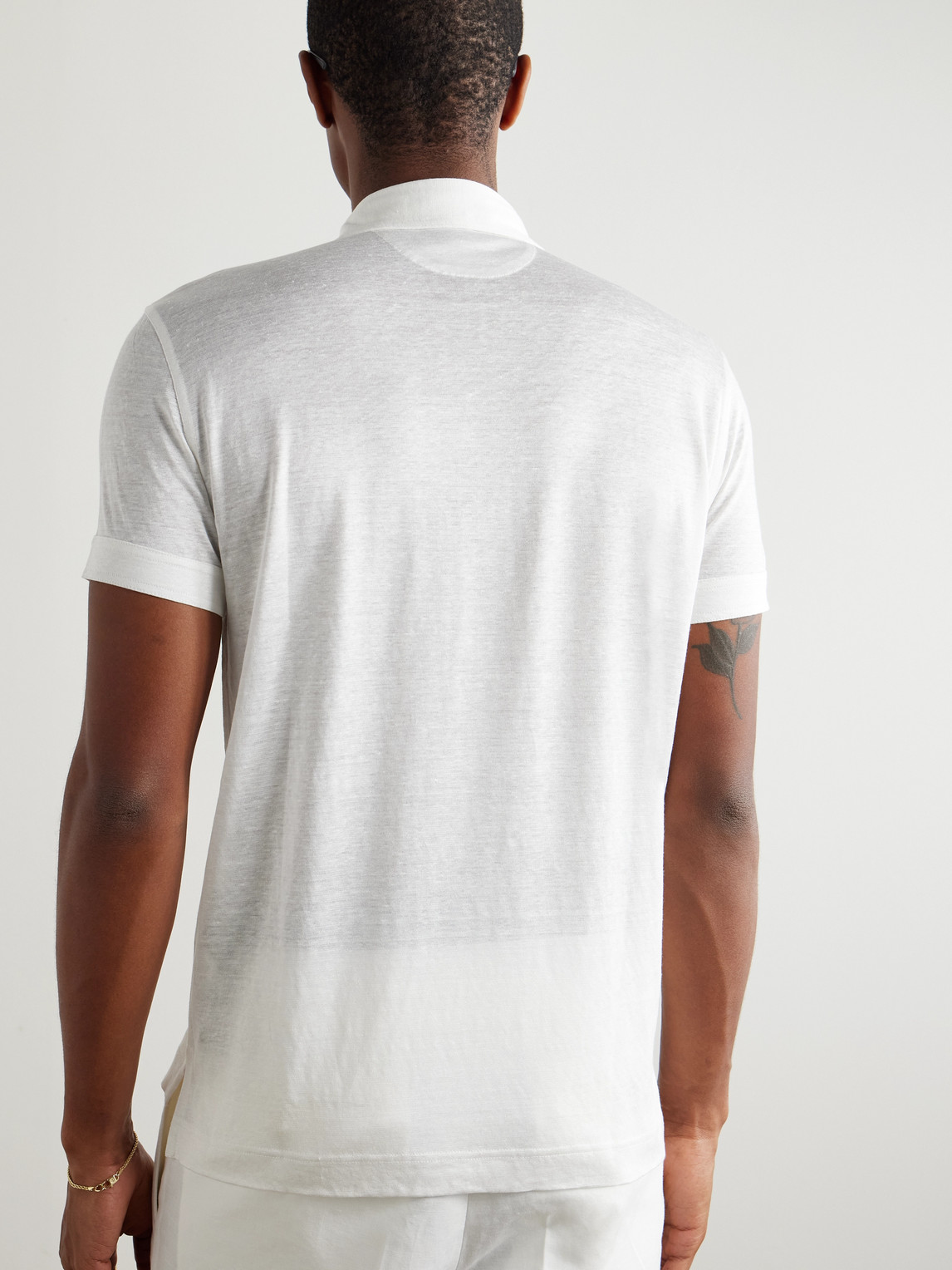 Tom Ford Mens Knitted Patch-pocket Silk And Linen Top White In White