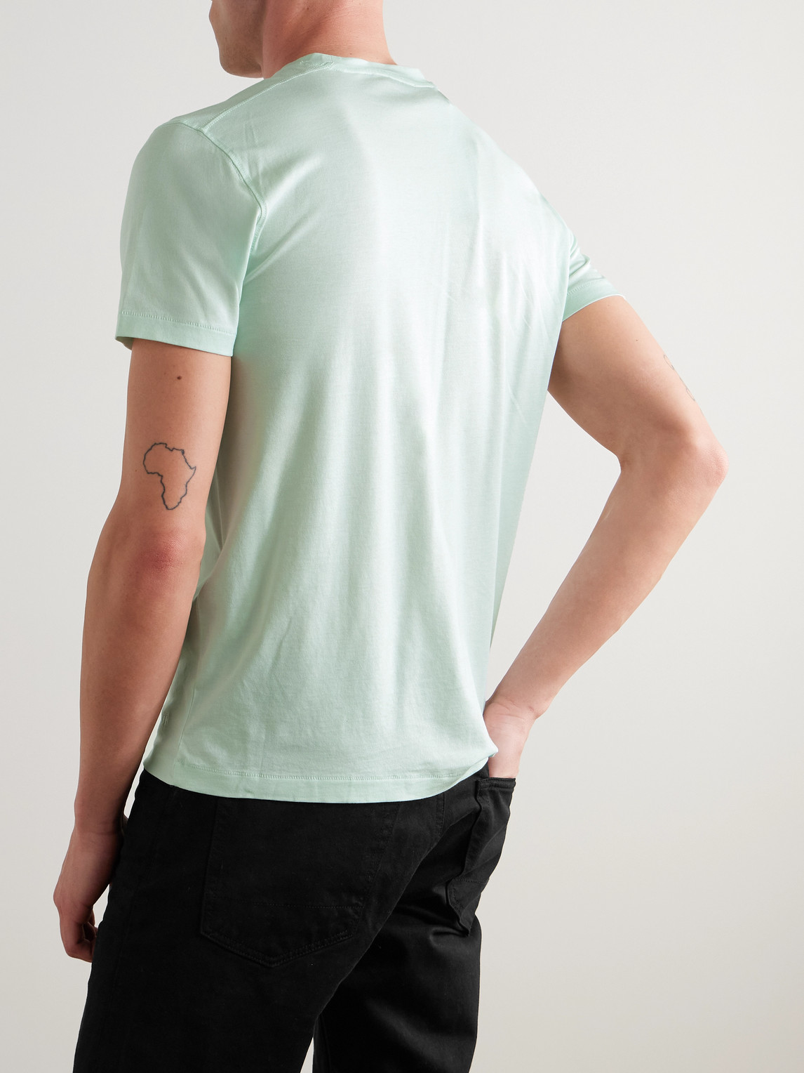 Tom Ford Slim-fit Lyocell And Cotton-blend Jersey T-shirt In Green