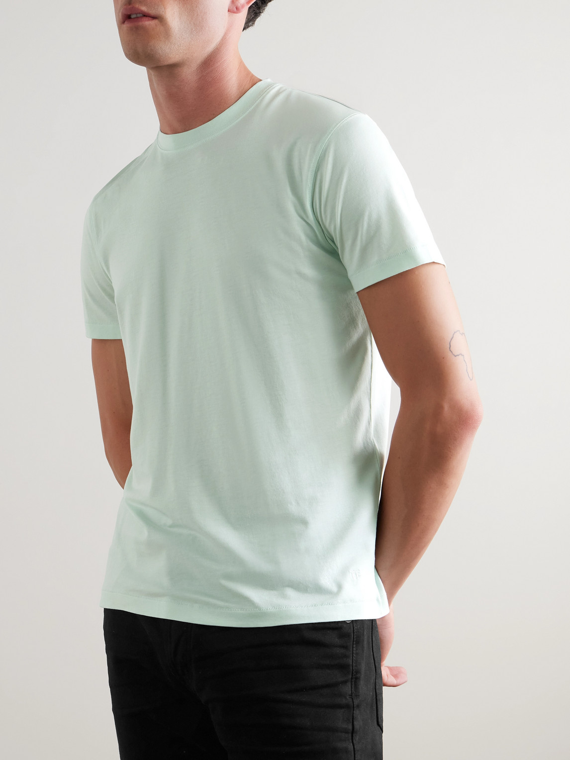 Tom Ford Slim-fit Lyocell And Cotton-blend Jersey T-shirt In Green