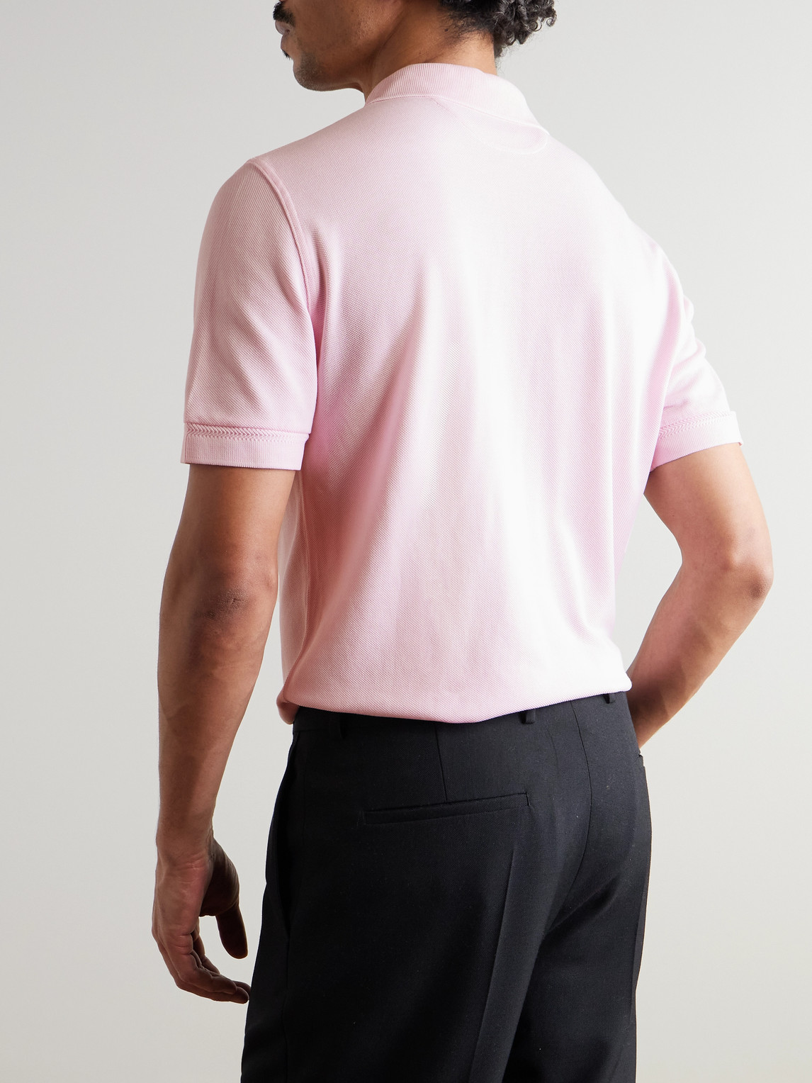 Tom Ford Classic Piquet Polo With Three-button Placket In Pink