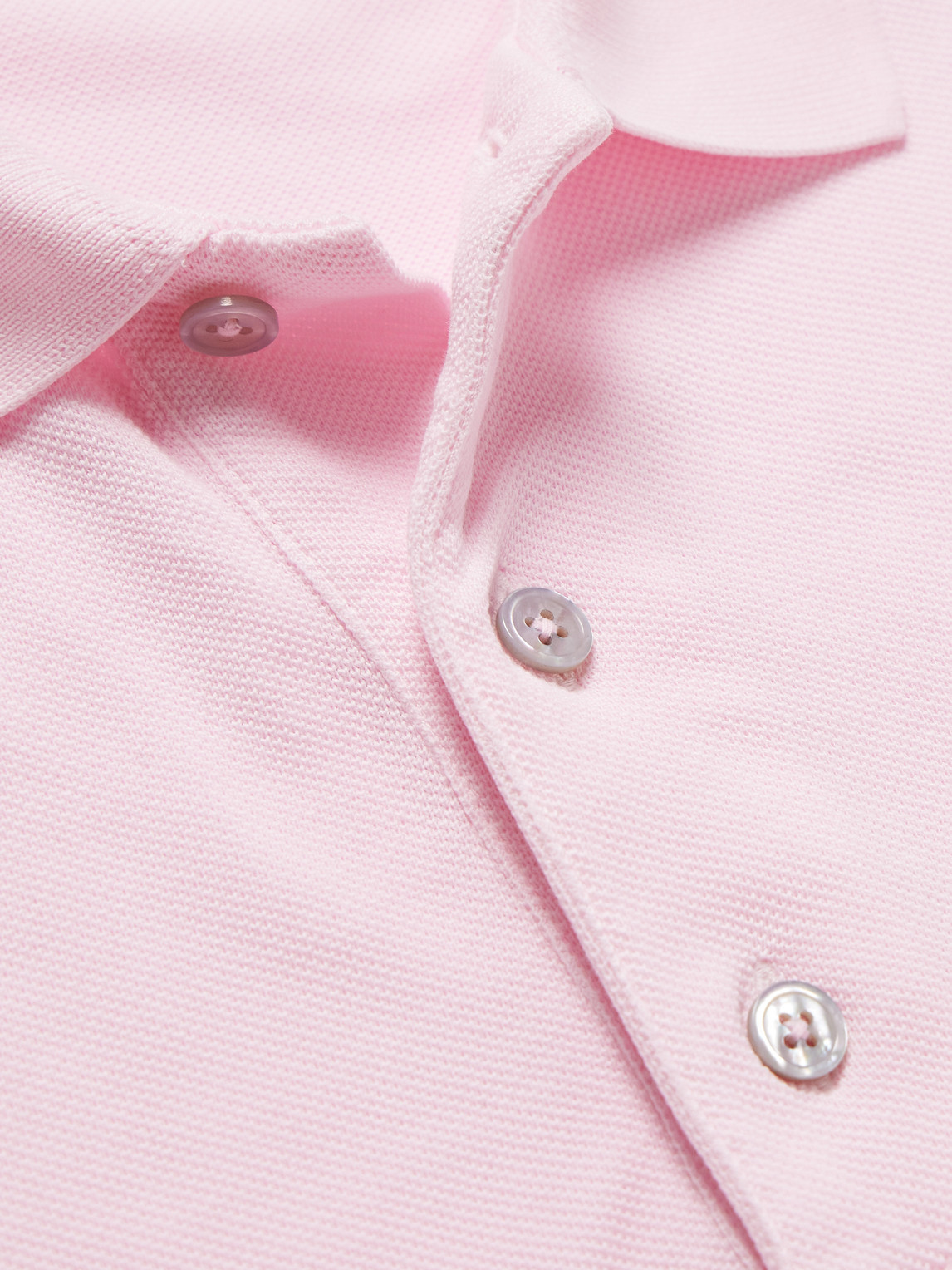 Tom Ford Classic Piquet Polo With Three-button Placket In Pink