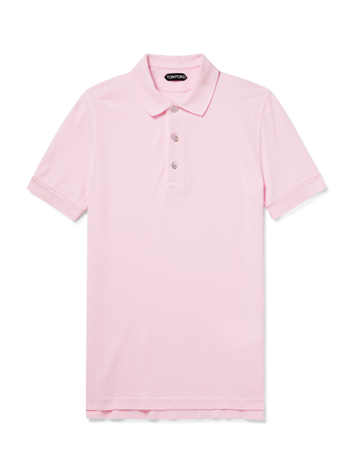 Tom Ford Classic Piquet Polo With Three-button Placket In Pink