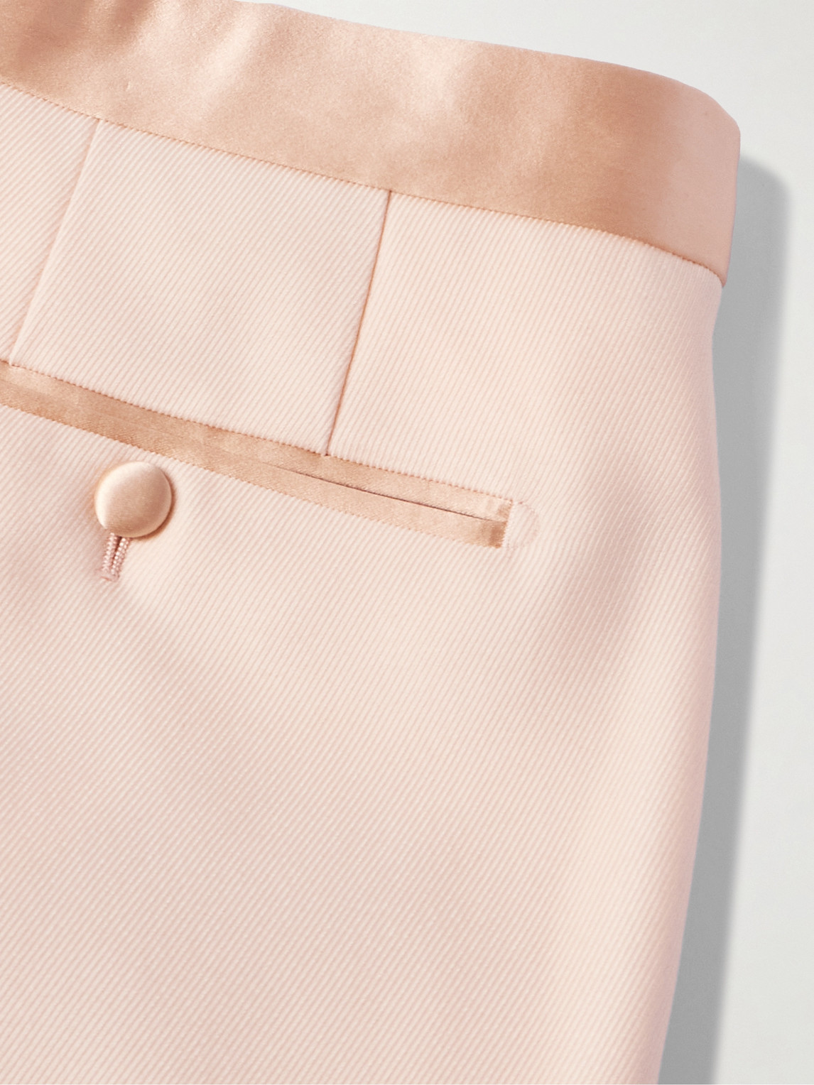 Tom Ford Tapered Satin-trimmed Wool And Silk-blend Twill Tuxedo Trousers In Neutrals